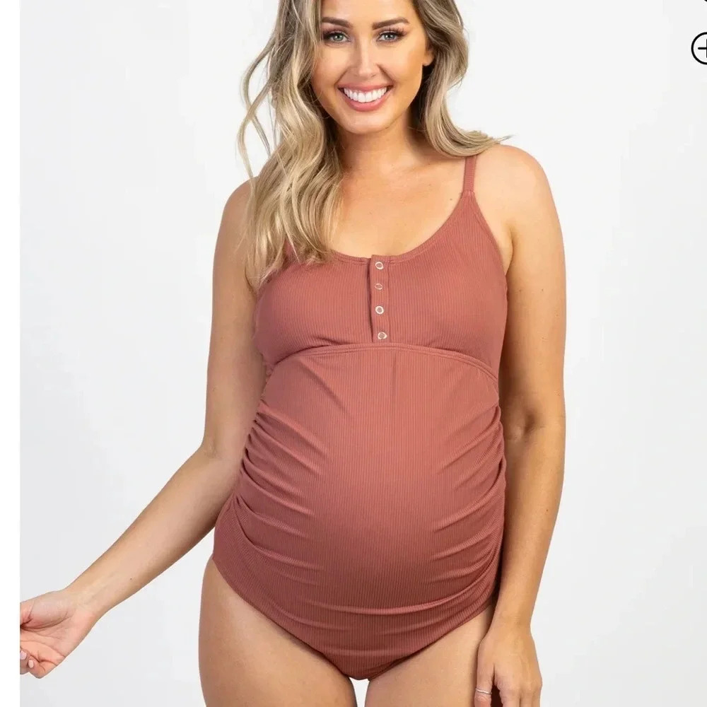 PinkBlush Mauve Maternity Swimsuit‎